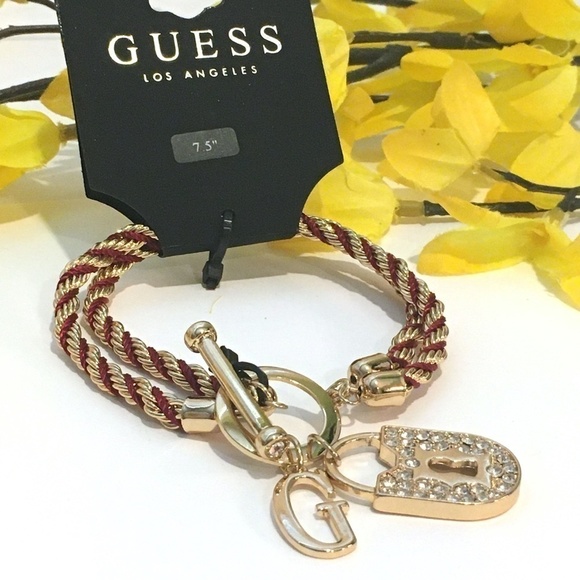𝅺3/$29! GUESS Twisted Rope Bracelet with Lock - Picture 6 of 9
